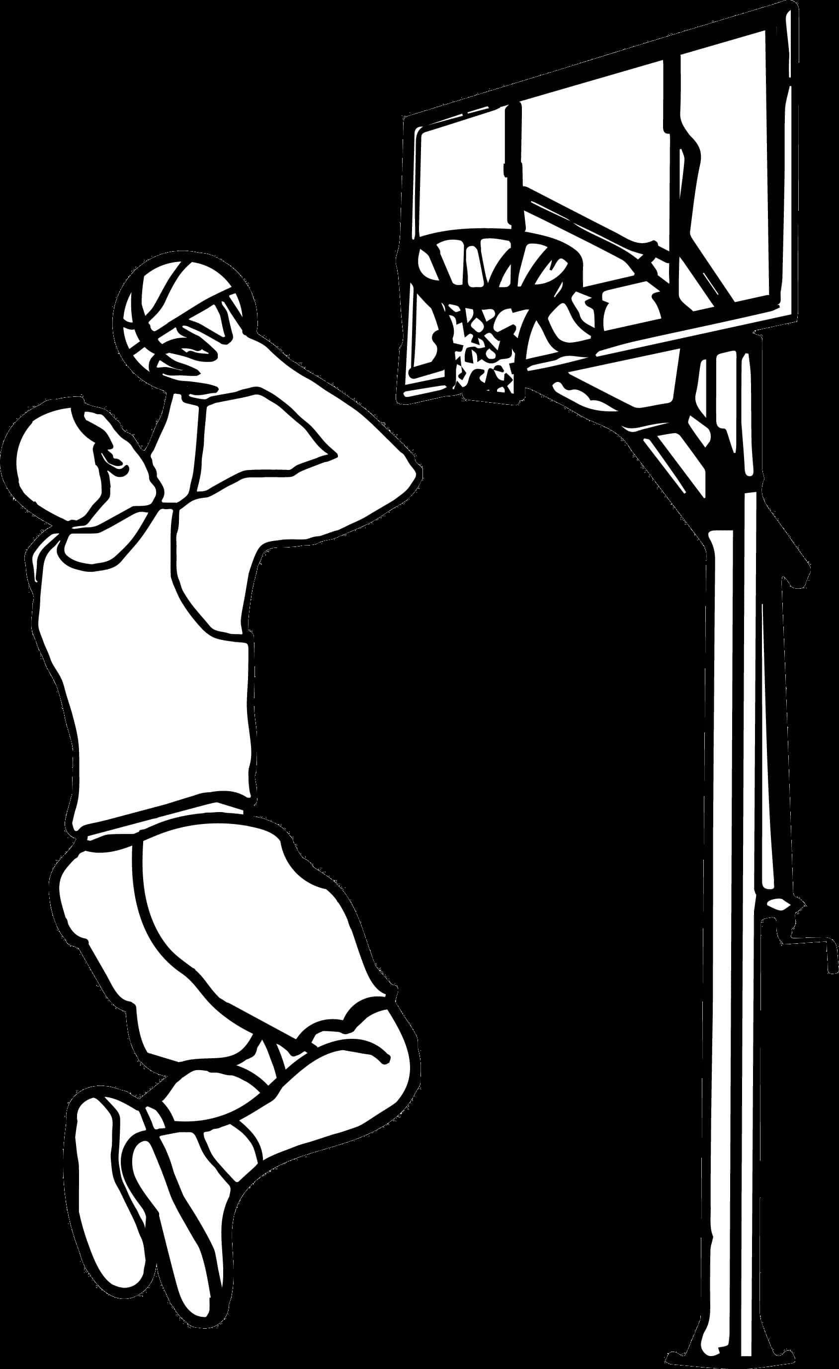 Basketball Player Shooting Blackand White