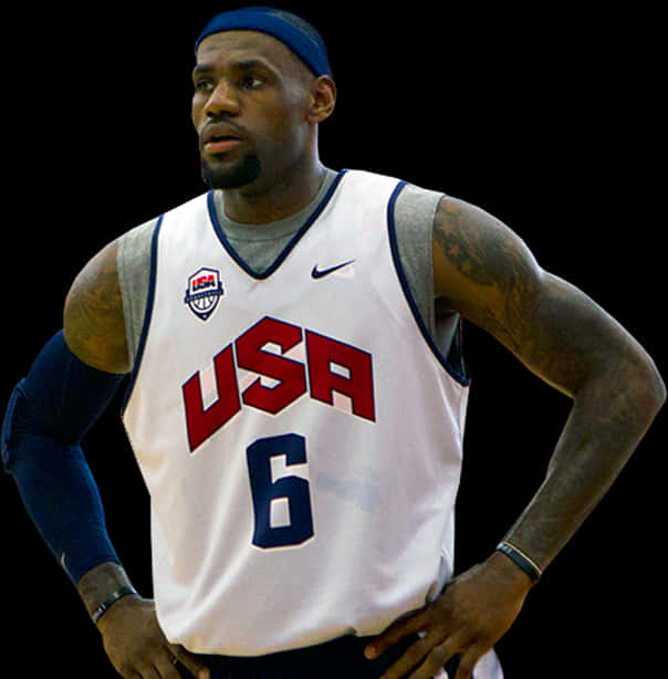 Basketball_ Player_ U S A_ Jersey_ Number_6