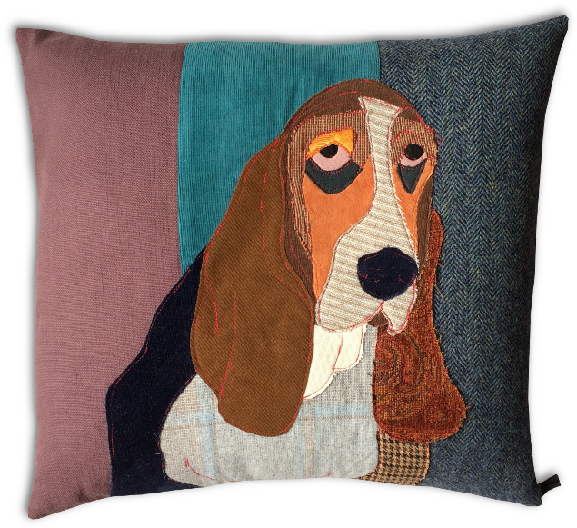 Basset Hound Embroidered Pillow