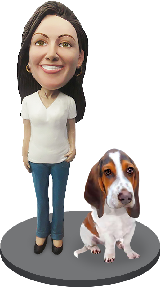 Basset Hound With Bobblehead Figure