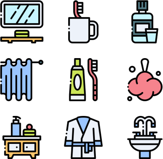 Bathroom Items Icons Set