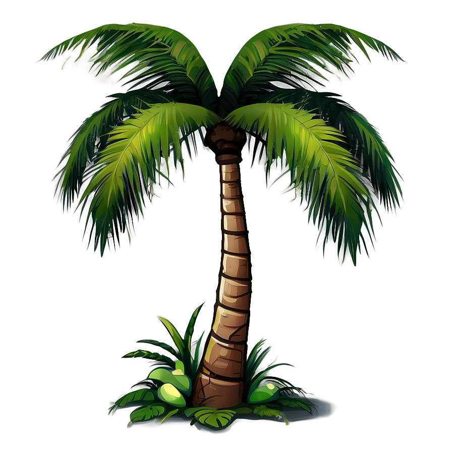 Beach Cartoon Palm Tree Png Eof16