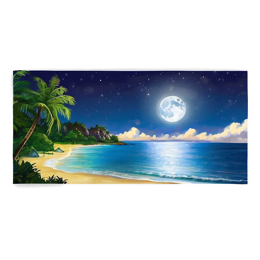 Beach Moonlight View Png 06132024