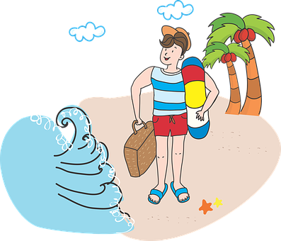 Beach Ready Cartoon Character