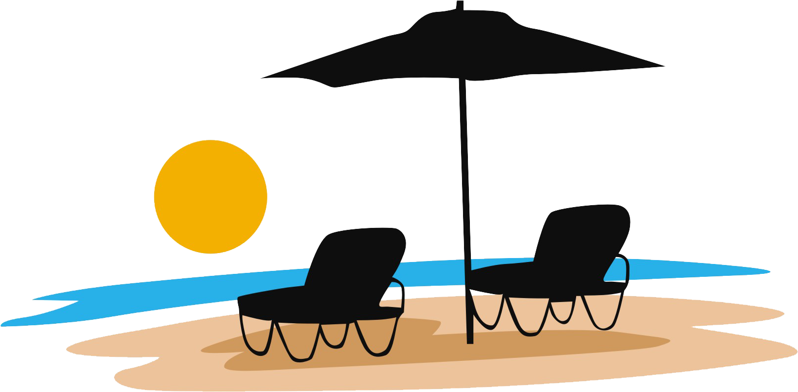 Beach Umbrellaand Sun Loungers Vector