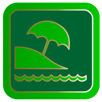 Beach Umbrellaand Water Icon