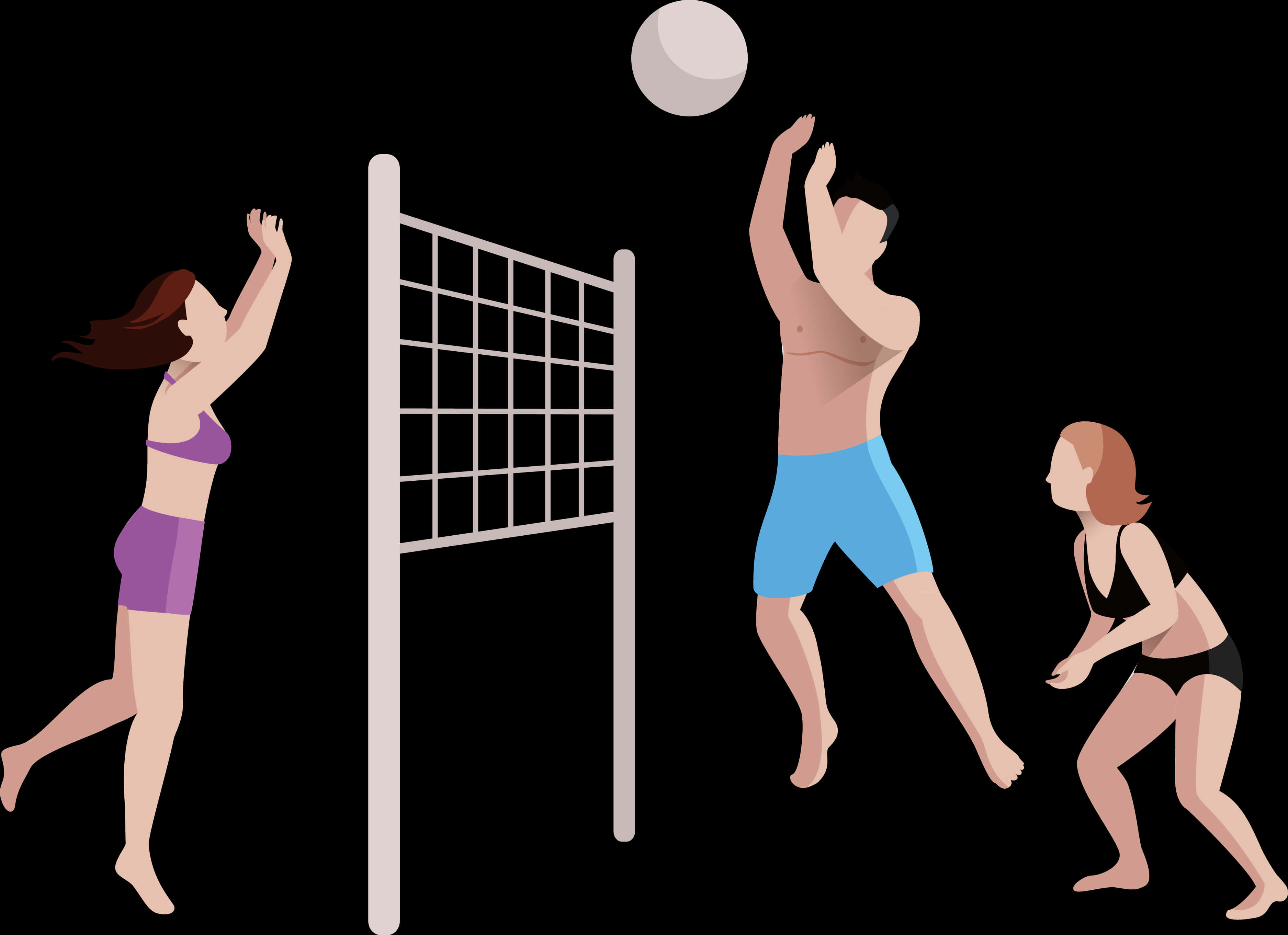 Beach Volleyball Action Illustration