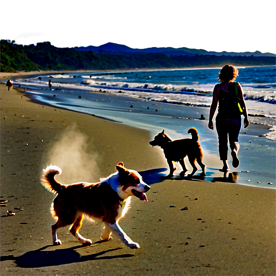 Beachside Dog Walking Png 54