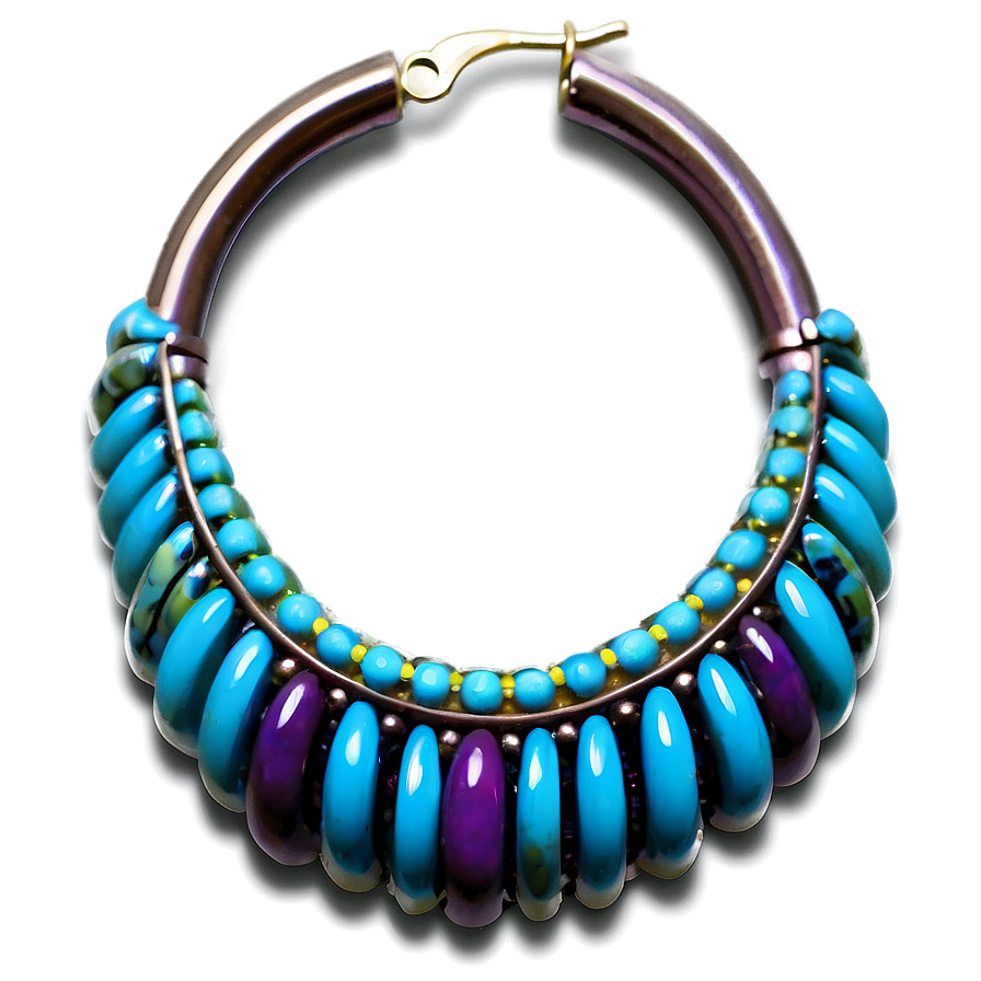 Beaded Hoop Earring Png 06132024