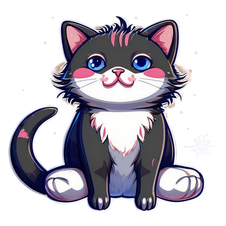 Beaming Kawaii Cat Illustration Png 9