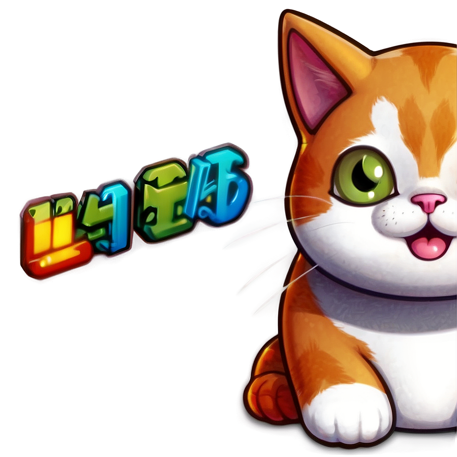 Beaming Kawaii Cat Illustration Png Rqw9