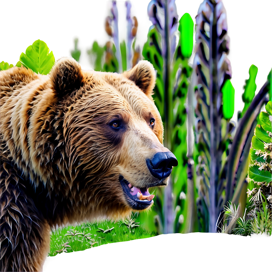 Bear Head In Nature Png Euj