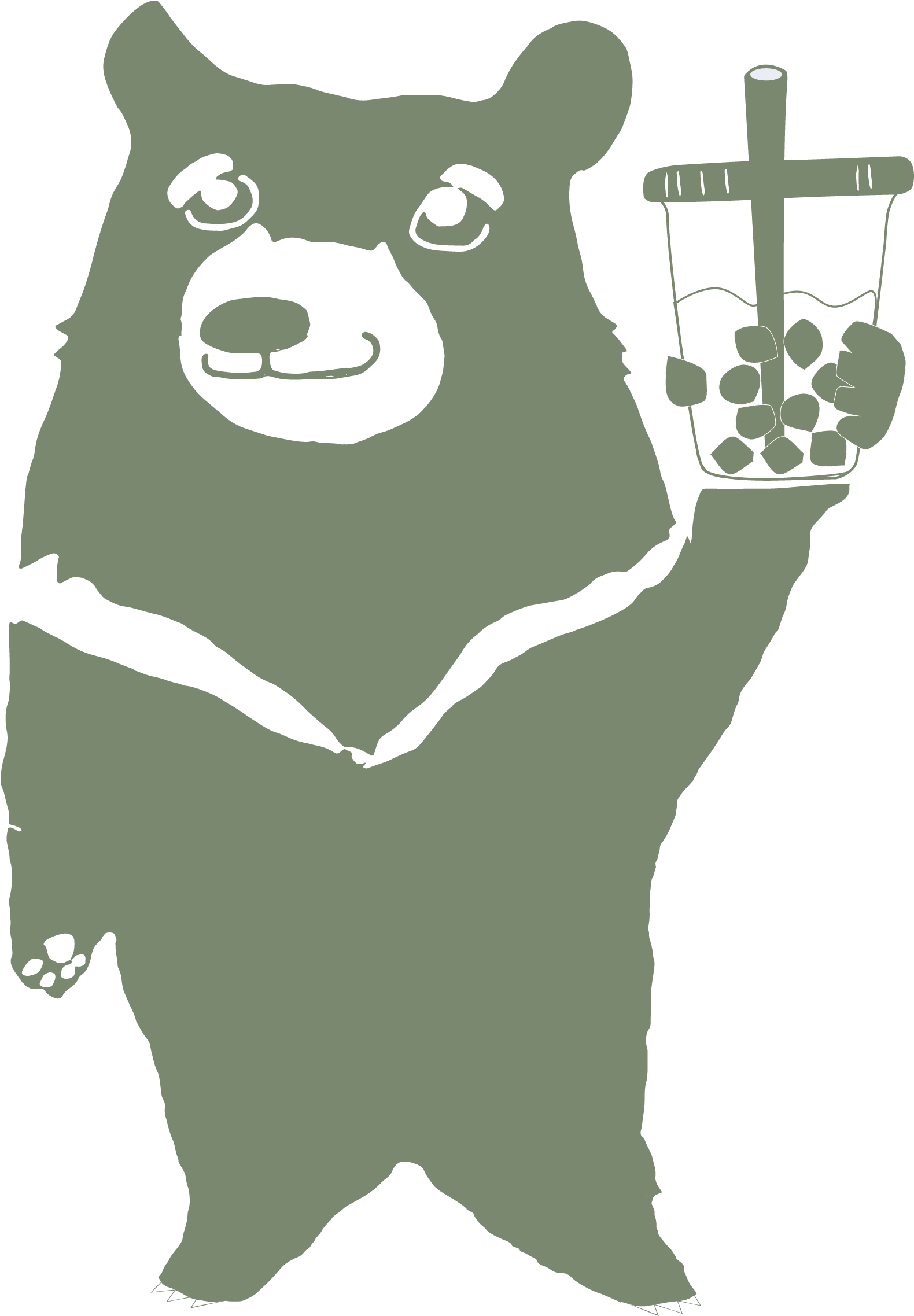 Bear With Bubble Tea Illustration