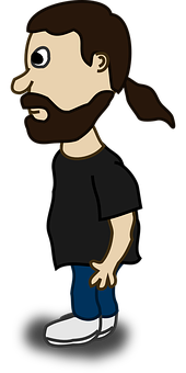 Bearded Cartoon Man Side View