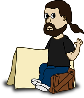 Bearded Cartoon Man Sitting