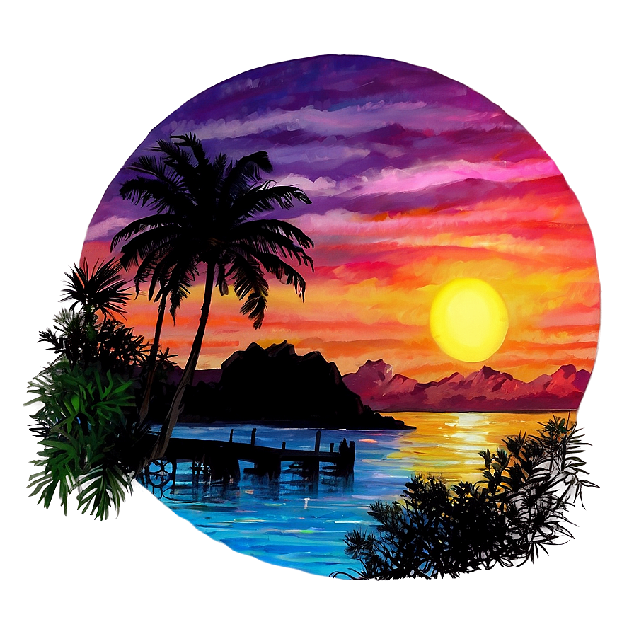 Beautiful Sunset Painting Png 72