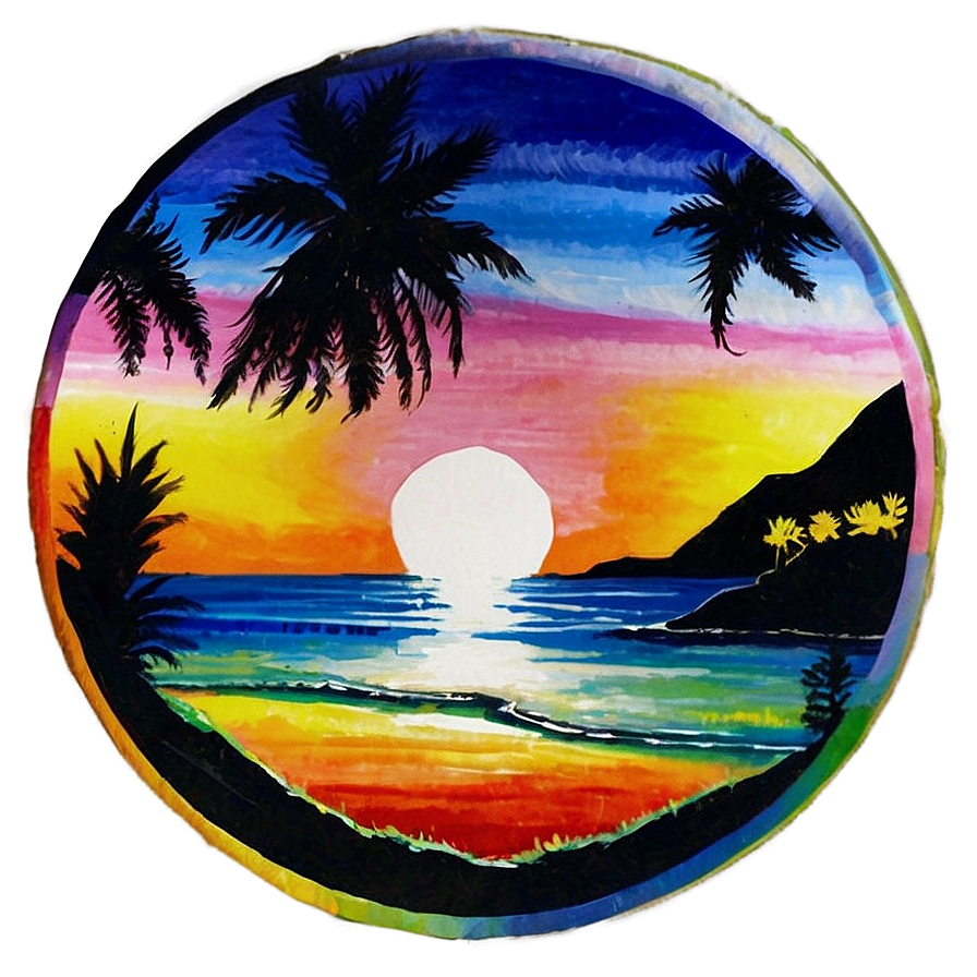 Beautiful Sunset Painting Png Hlf86