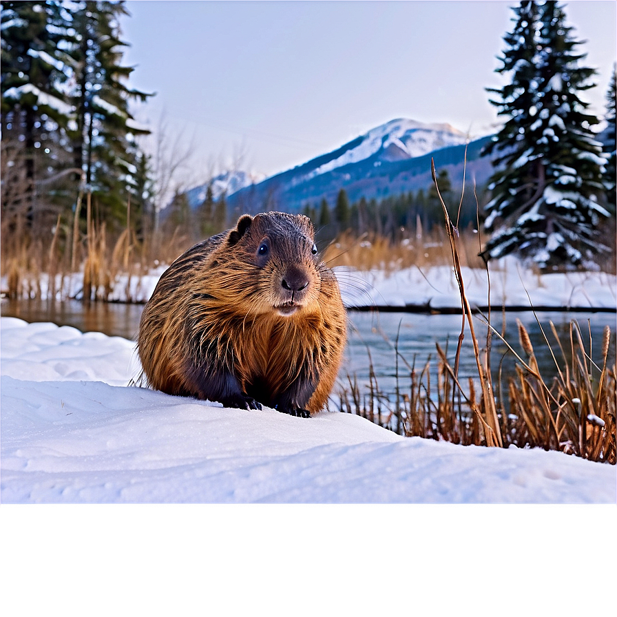 Beaver In Snowy Landscape Png Lju20