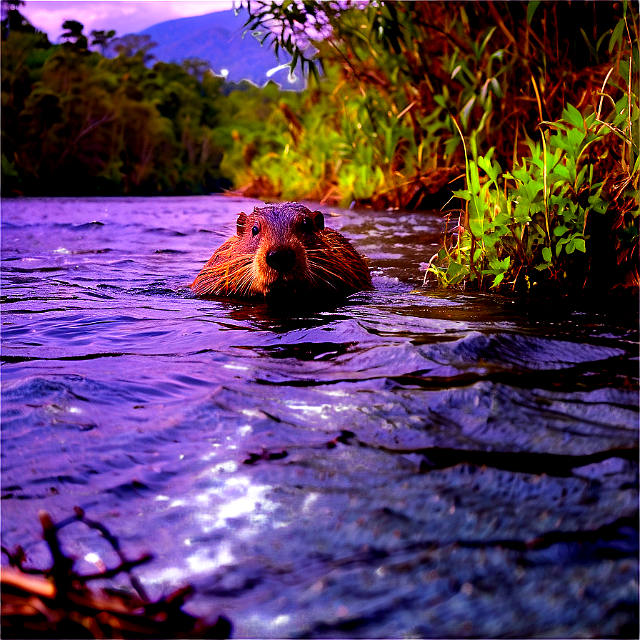 Beaver On Riverbank Png Idt