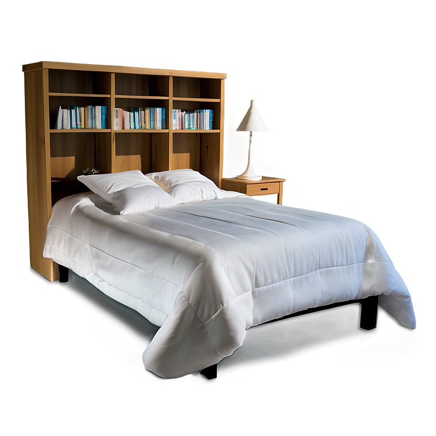 Bed With Bookshelf Headboard Png Ryi