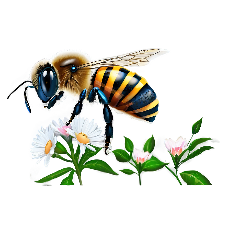 Bee With Flowers Png 06252024