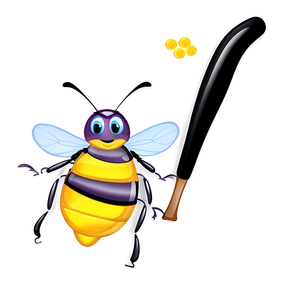 Bee With Honey Dipper Png 17