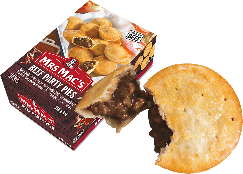 Beef Party Pies Packagingand Product