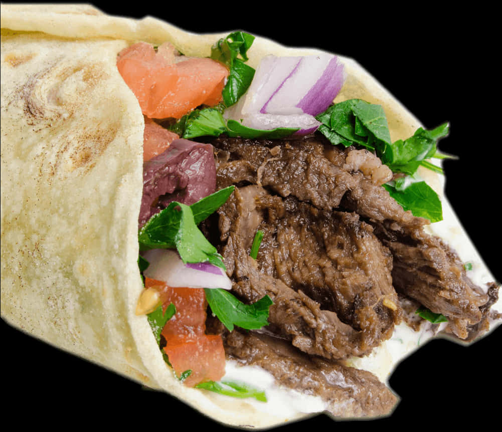 Beef Shawarma Wrap Delicious Filling