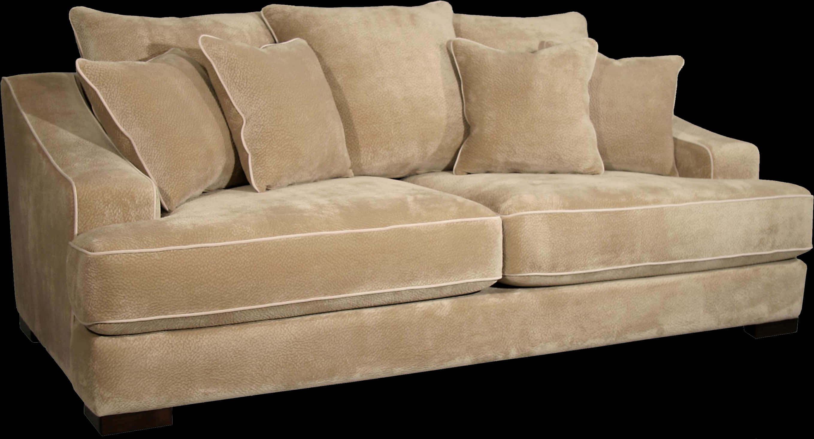 Beige Velvet Couch Black Background