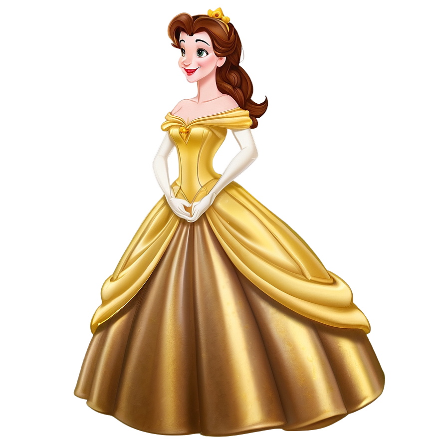 Belle In Golden Ballgown Png 06292024