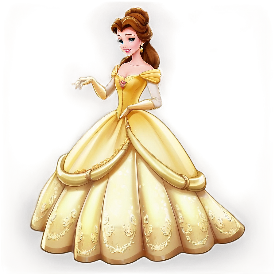 Belle In Golden Ballgown Png 98