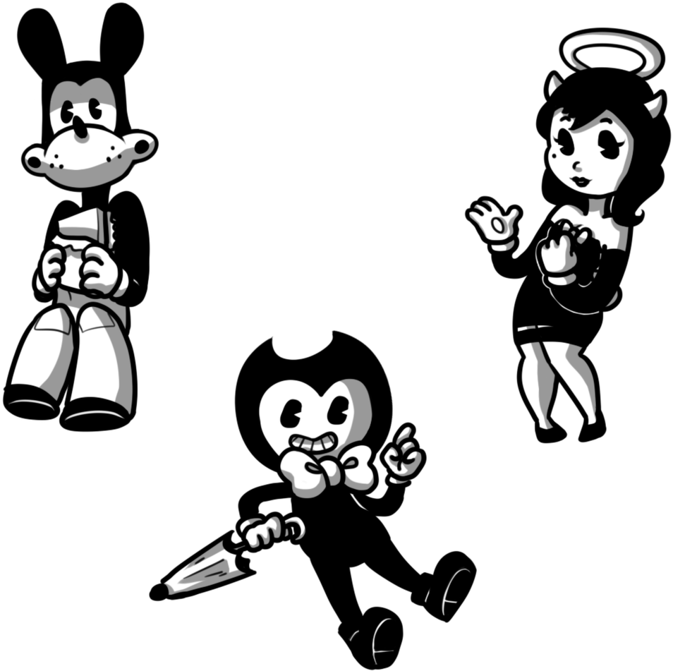 Bendy_and_ Friends_ Retro_ Cartoon_ Style