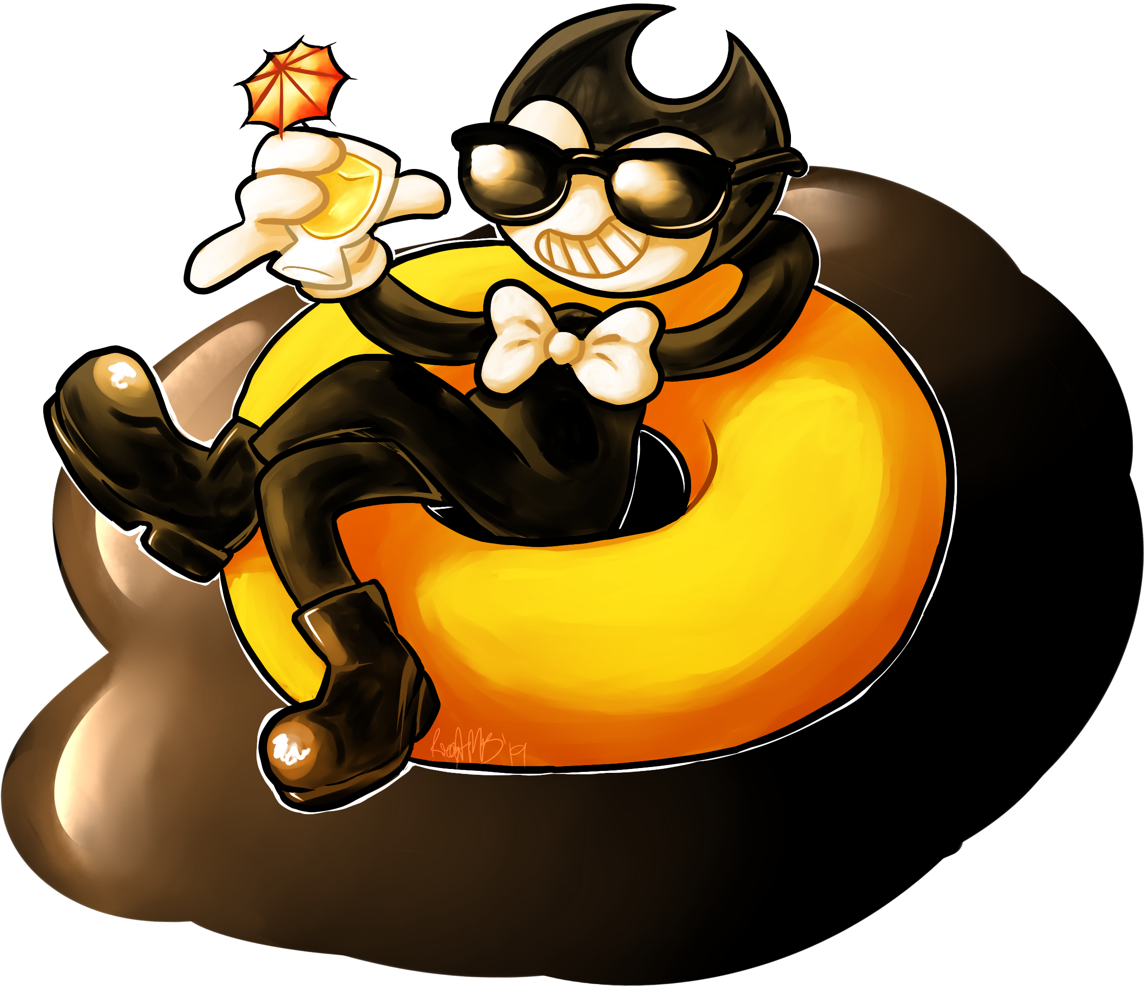 Bendy Cartoon Character Relaxing