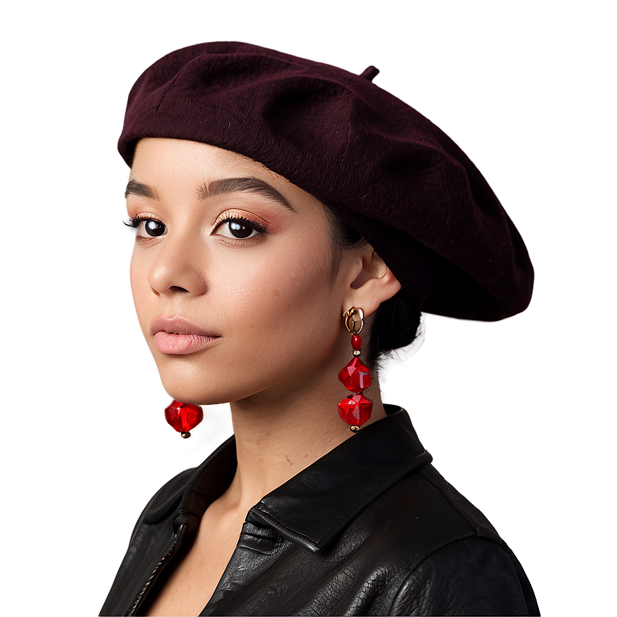 Beret With Earrings Png 06122024