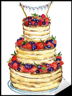 Berry Topped Celebration Cake Illustration