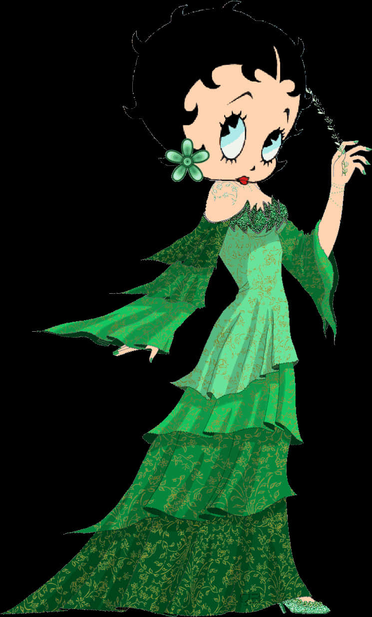 Betty Boop Green Gown Floral Accent