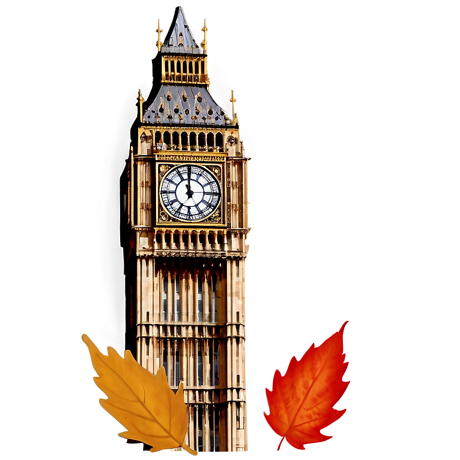 Big Ben And Autumn Leaves Png Oqt25