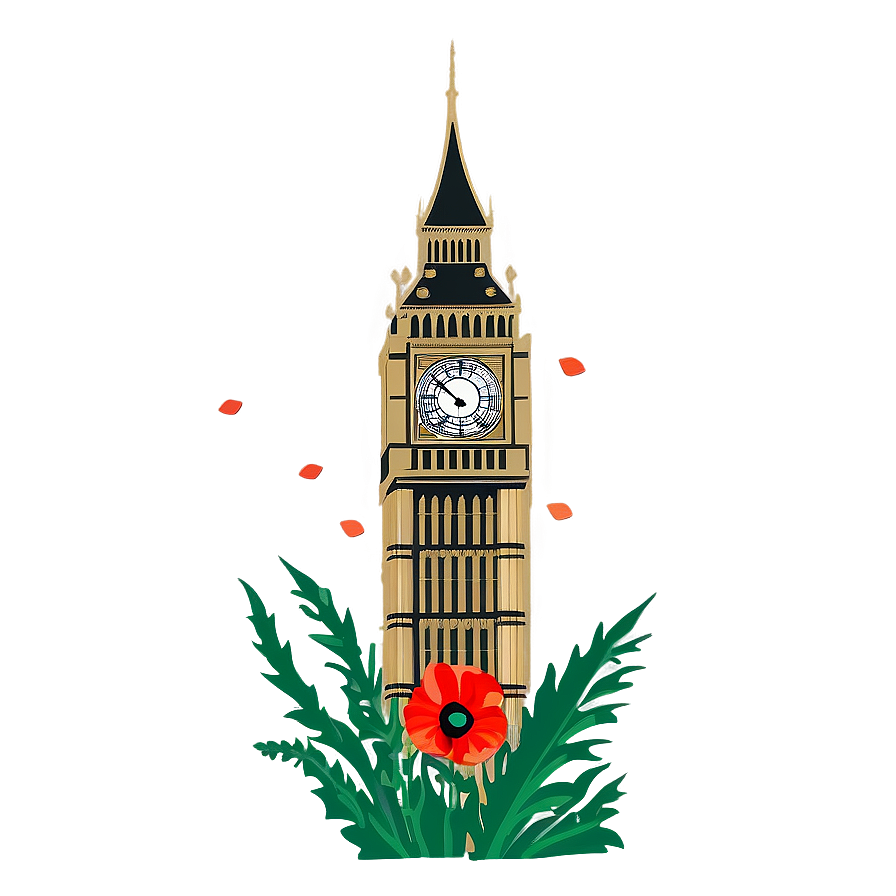 Big Ben With Poppies Png 30