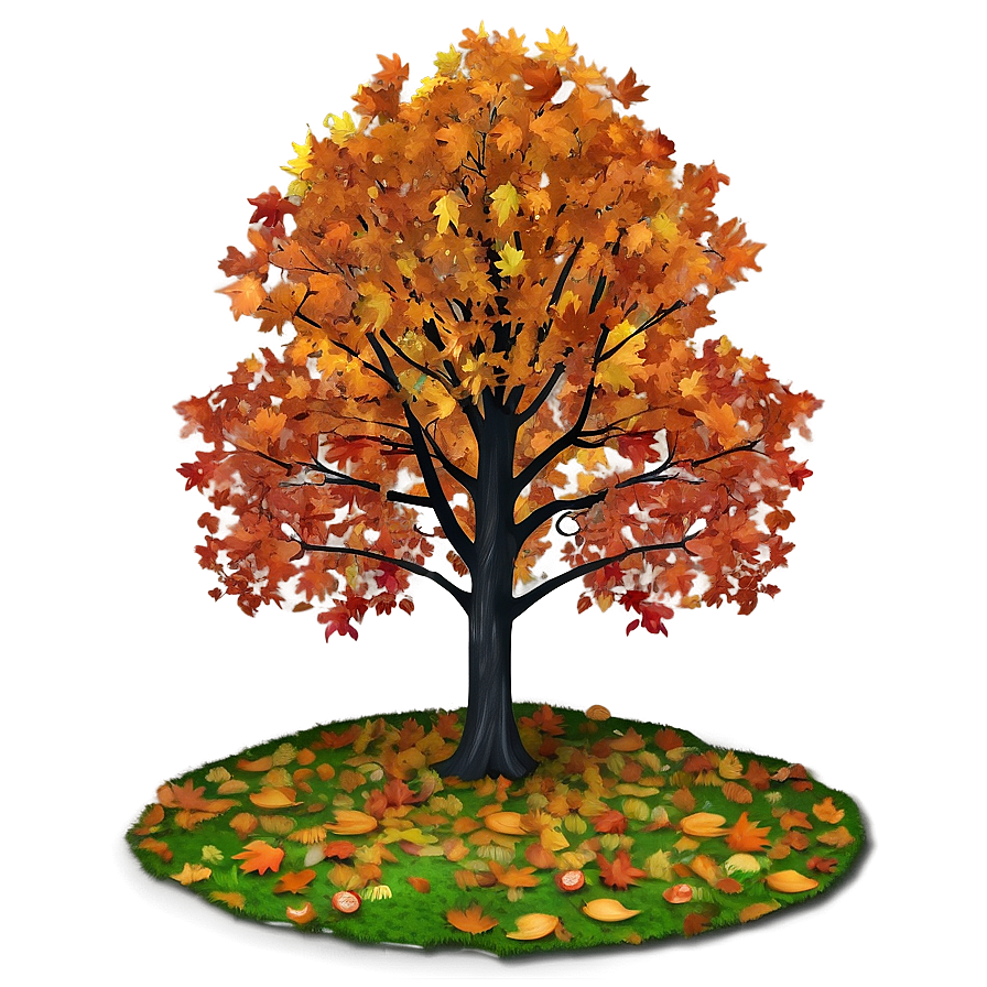 Big Tree With Autumn Leaves Png Xxq89