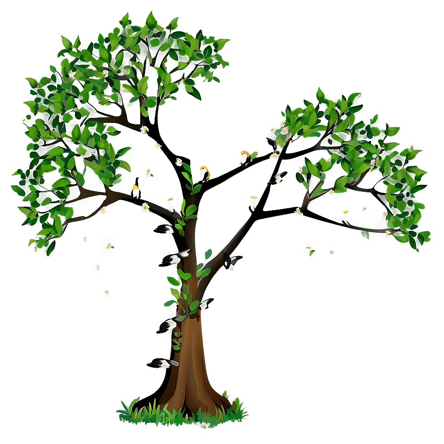 Big Tree With Birds Png Gef