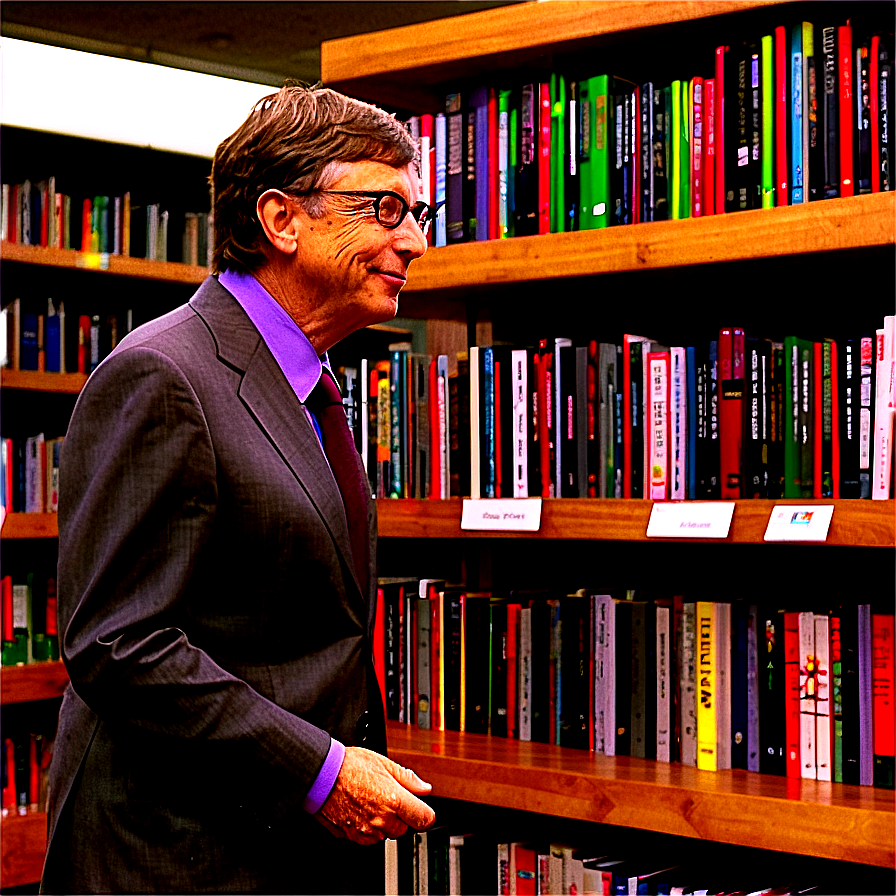 Bill Gates In Library Png Lly