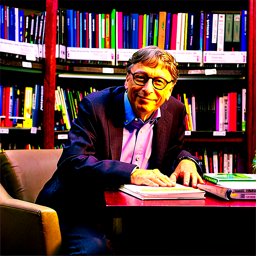 Bill Gates In Library Png Wjy