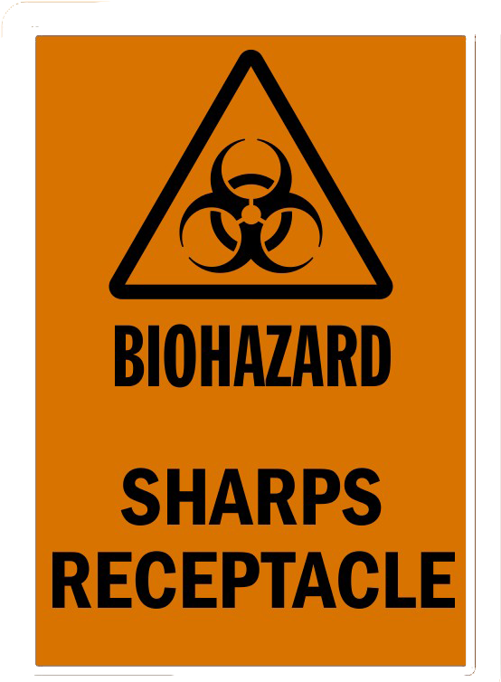 Biohazard Sharps Receptacle Sign