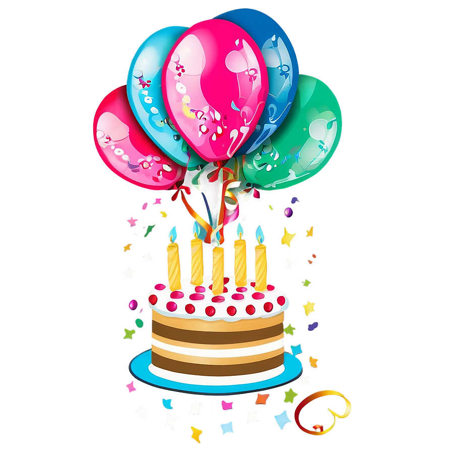 Birthday Balloon And Cake Png 33