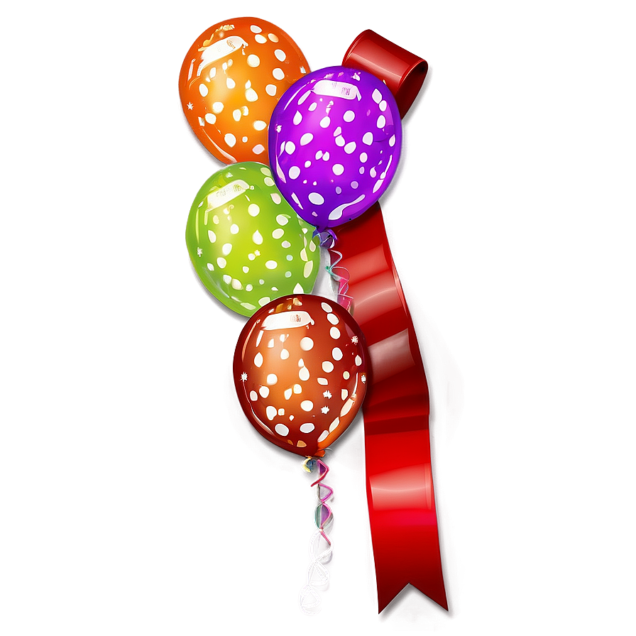 Birthday Balloon With Ribbon Png 06272024