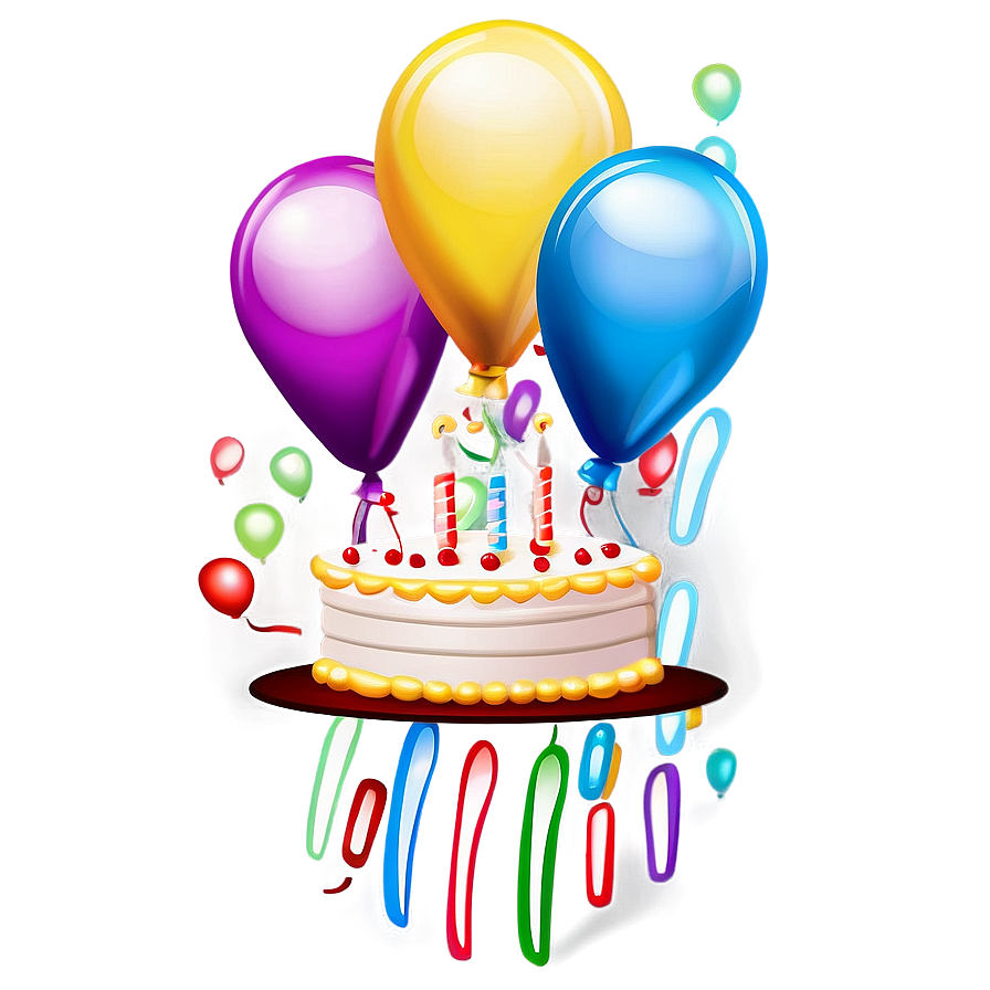 Birthday Cake With Balloons Png Wdp52