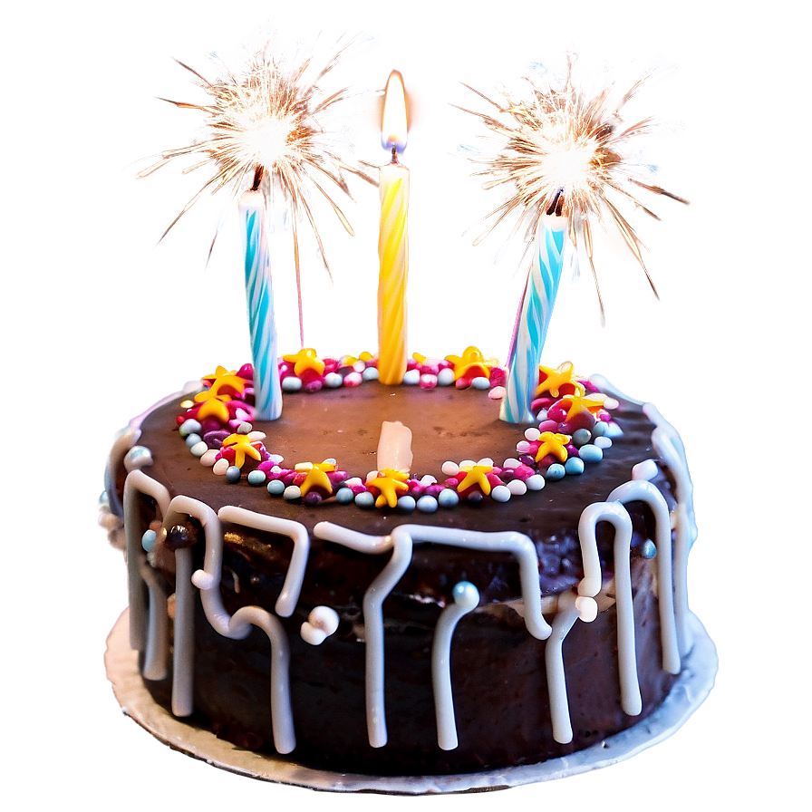 Birthday Cake With Sparklers Png Aay66