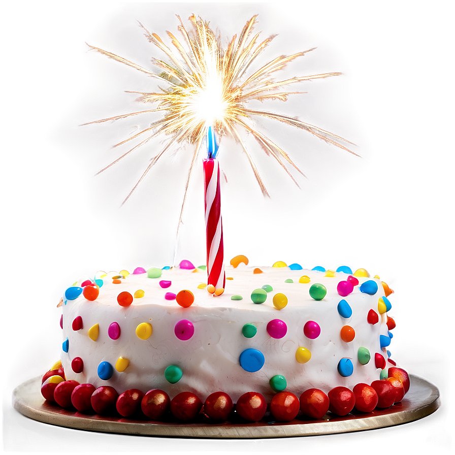 Birthday Cake With Sparklers Png Pjf