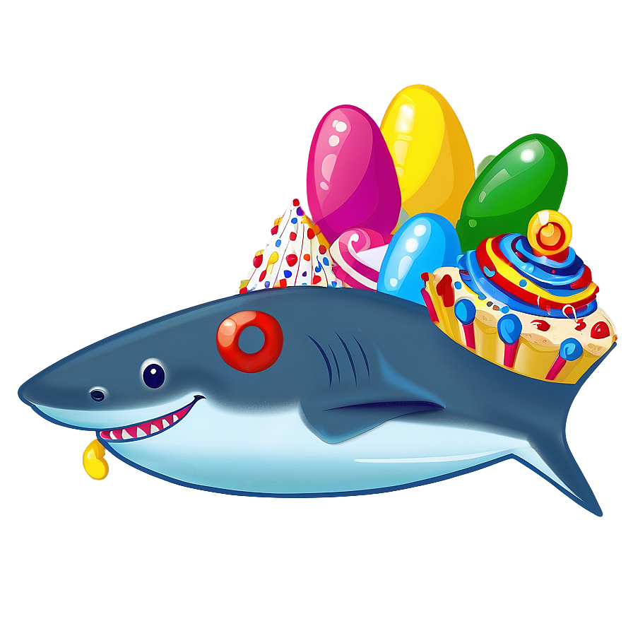 Birthday Shark With Cake Png Oan