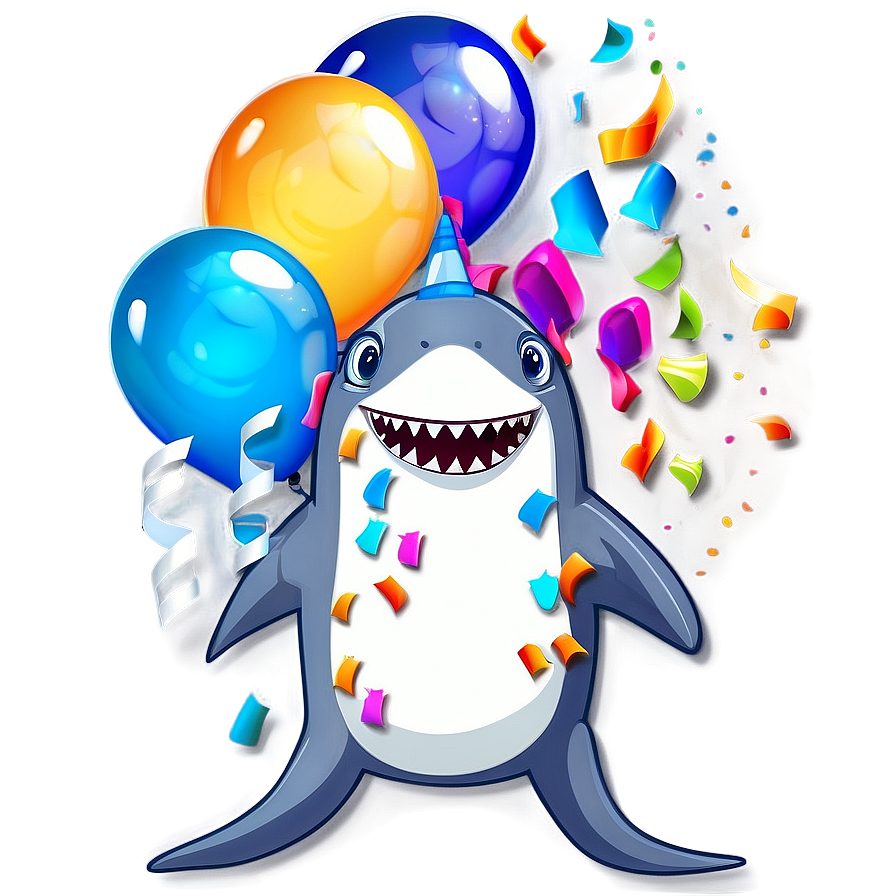 Birthday Shark With Confetti Png Cwq